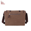 High Quality Men Leather Canvas Shoulder Messenger Bag